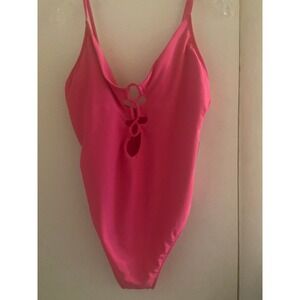 Womens L hot pink twist front one-piece swimwear new with tags